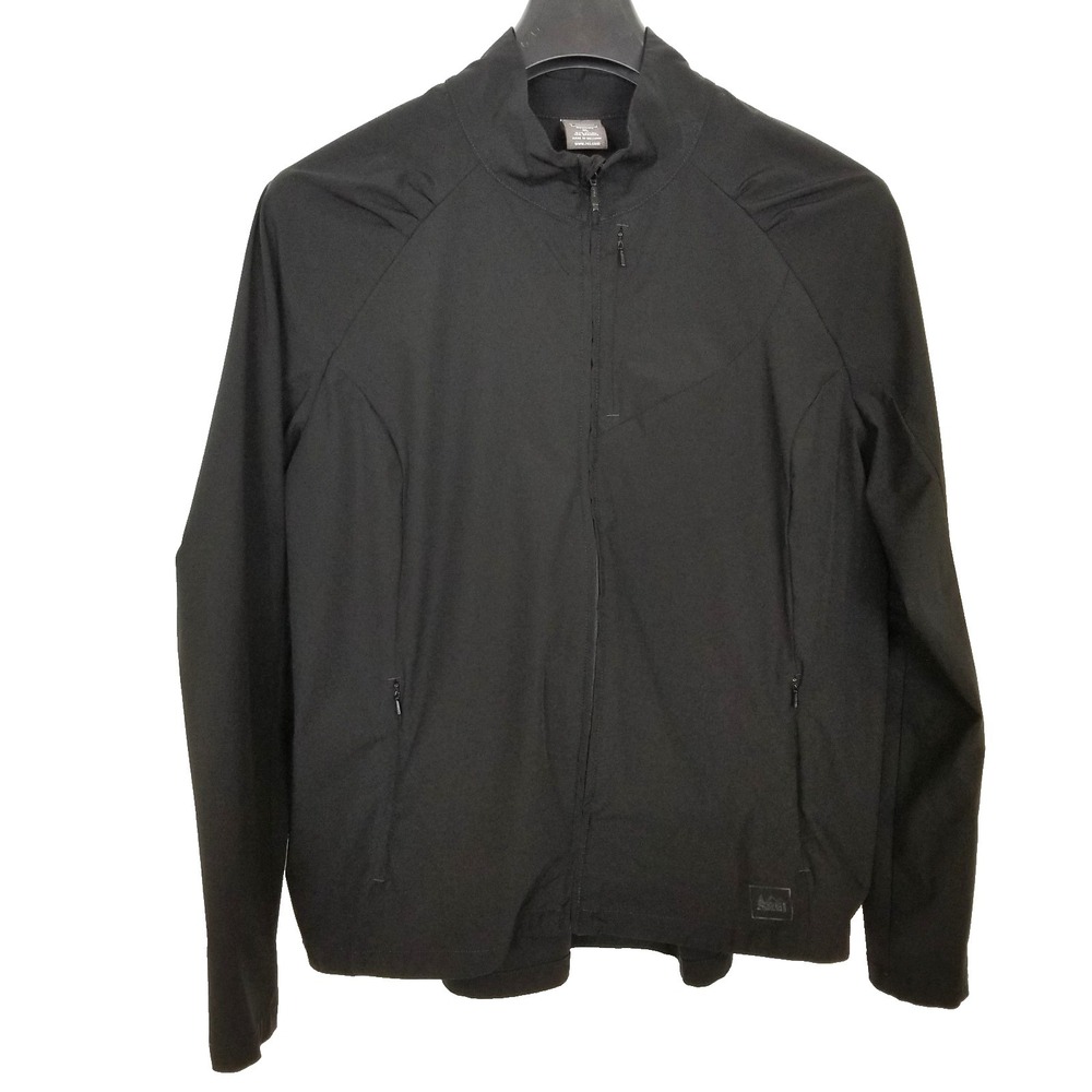 REI Women Zip Up Nylon Jacket Sz XL Black Outdoor Hiking Pockets
